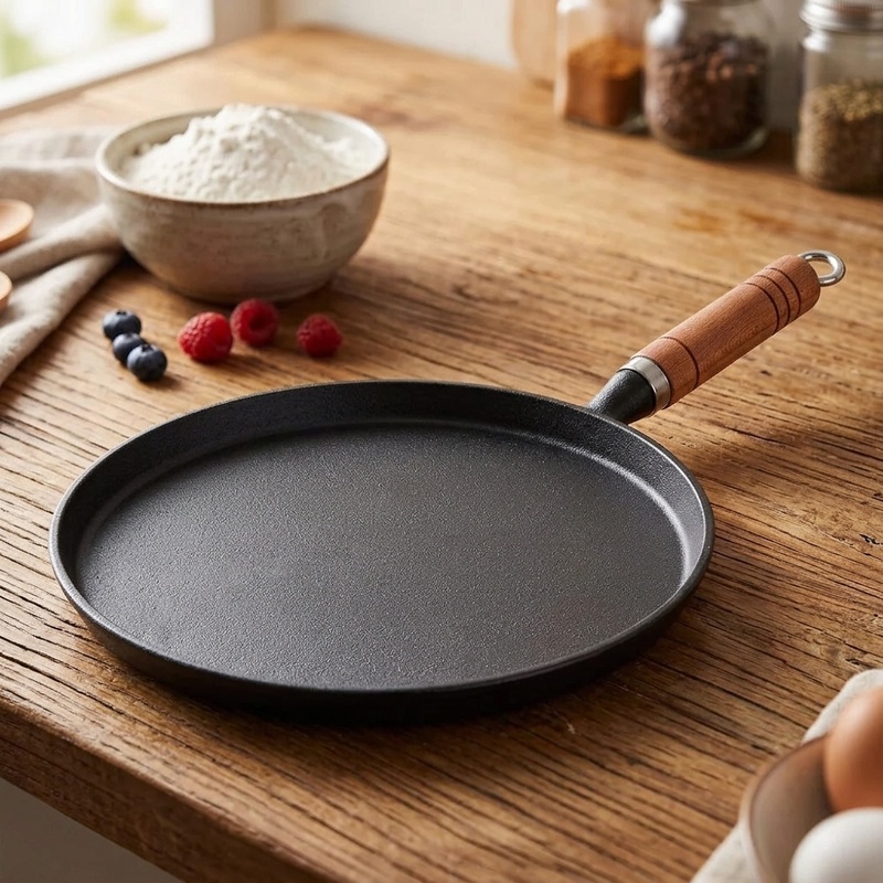 Dosa Pan Iron - 20/23/26cm Gusseisen-Bratpfanne, unbeschichtet, antihaftbeschichtet, für Eier,