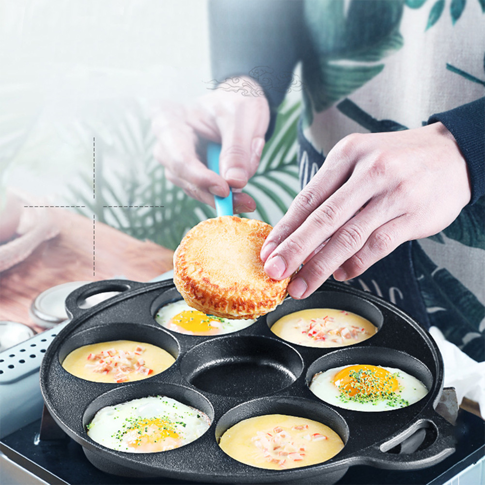 Dosa Pan Iron - 7-Loch Bratpfanne aus Gusseisen, Antihaftbeschichtet, für