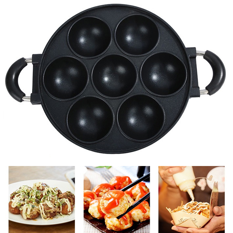 Dosa Pan Iron - 7-Loch-Kuchen-Kochpfanne aus Gusseisen, Omelettpfanne, antihaftbeschichteter Kochtopf,